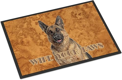 Caroline's Treasures KJ1222JMAT - Felpudo de pastor alemán Wipe Your Paws de 24 x 36 pulgadas, tapete para puerta delantera, interior y exterior,