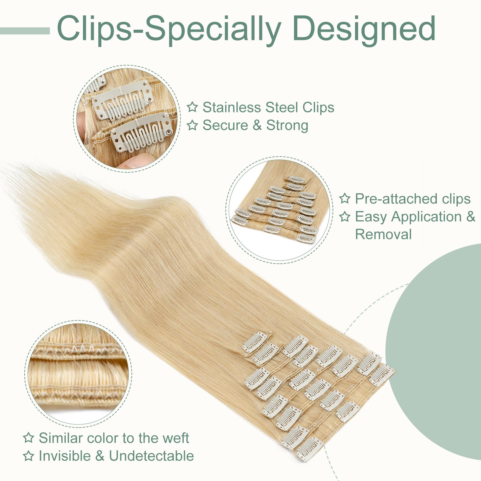 Rich Choices Hair Extensions Clip in Human Hair Blonde 8 Inch Invisible Straight Remy Real Hair Extensions Clip in - Image 3
