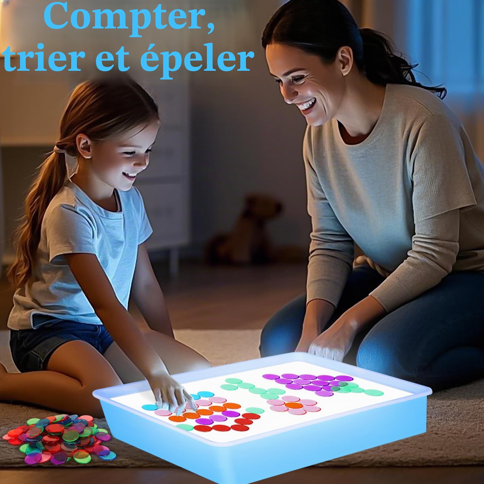 Yellcetoy Jouet Sensoriel Autisme, Table Lumineuse Enfant Jouet Sensoriel Light Box, 149pcs Sensory Light Table, Jouets Montessori éducatifs Créatifs et Amusants pour Les Enfants 3 4 5 6 7 8 Ans