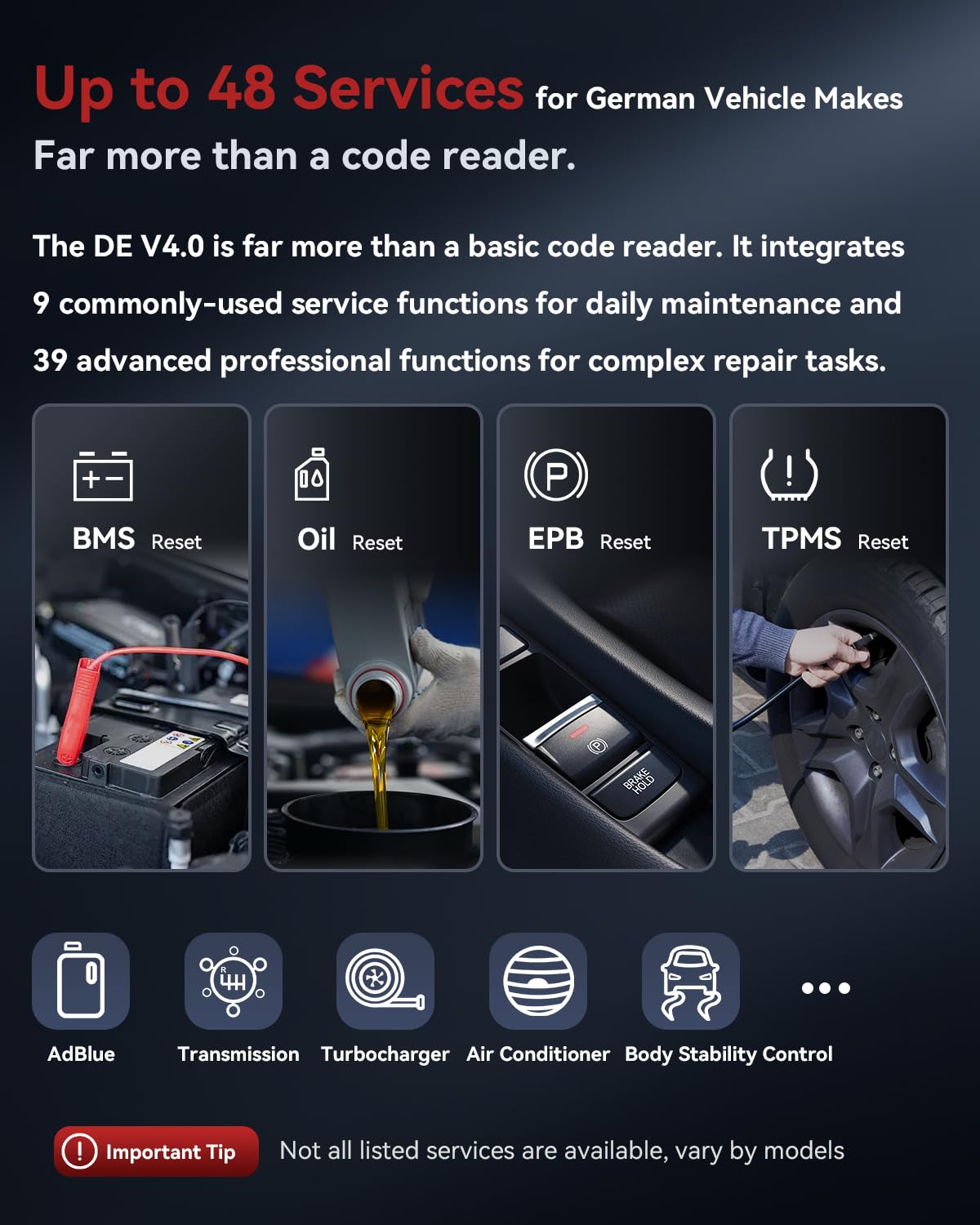 iCarsoft DE V4.0 Profi-Diagnosegerät OBD2/OBDII für deutsche Fahrzeugmarken, 5-Zoll-Touchscreen, AutoVIN, CAN-FD, 48 Servicefunktionen, ECU-Codierung, WLAN-Updates
