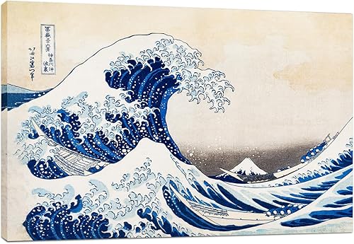 ENBIDAVI Decoración de pared vintage japonesa Ukiyo-e de Katsushika Hokusai, la gran ola de Kanagawa, famoso póster para galería, hogar, dormitorio,