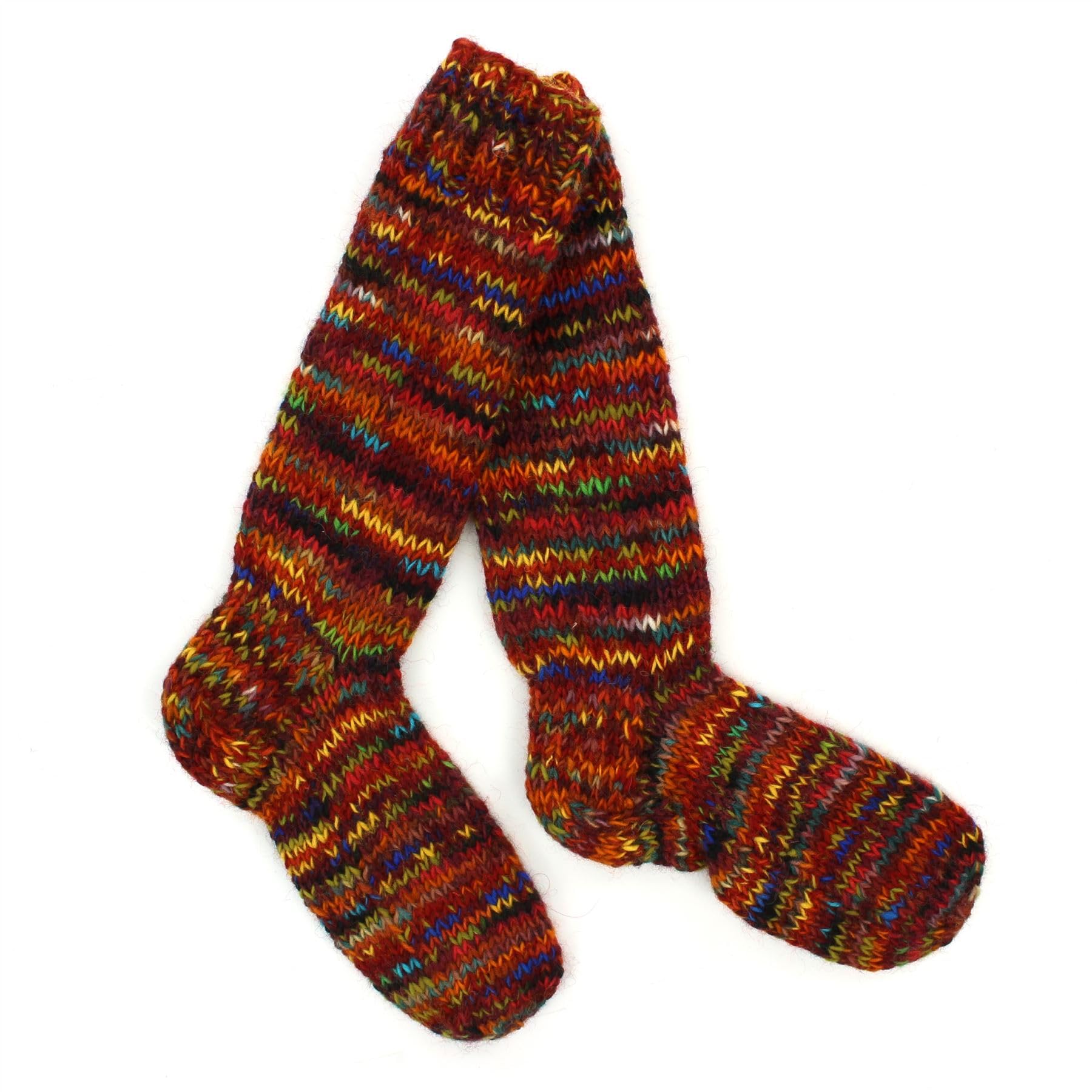 Loudelephant Sd Red Mix Hand Knitted Wool Long Socks