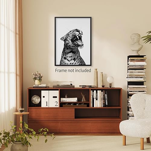 Miniatura 4 de OMANI Pósteres divertidos de guepardo de vida silvestre, arte de pared de leopardo blanco y negro, impresiones en lienzo estéticas eclécticas para