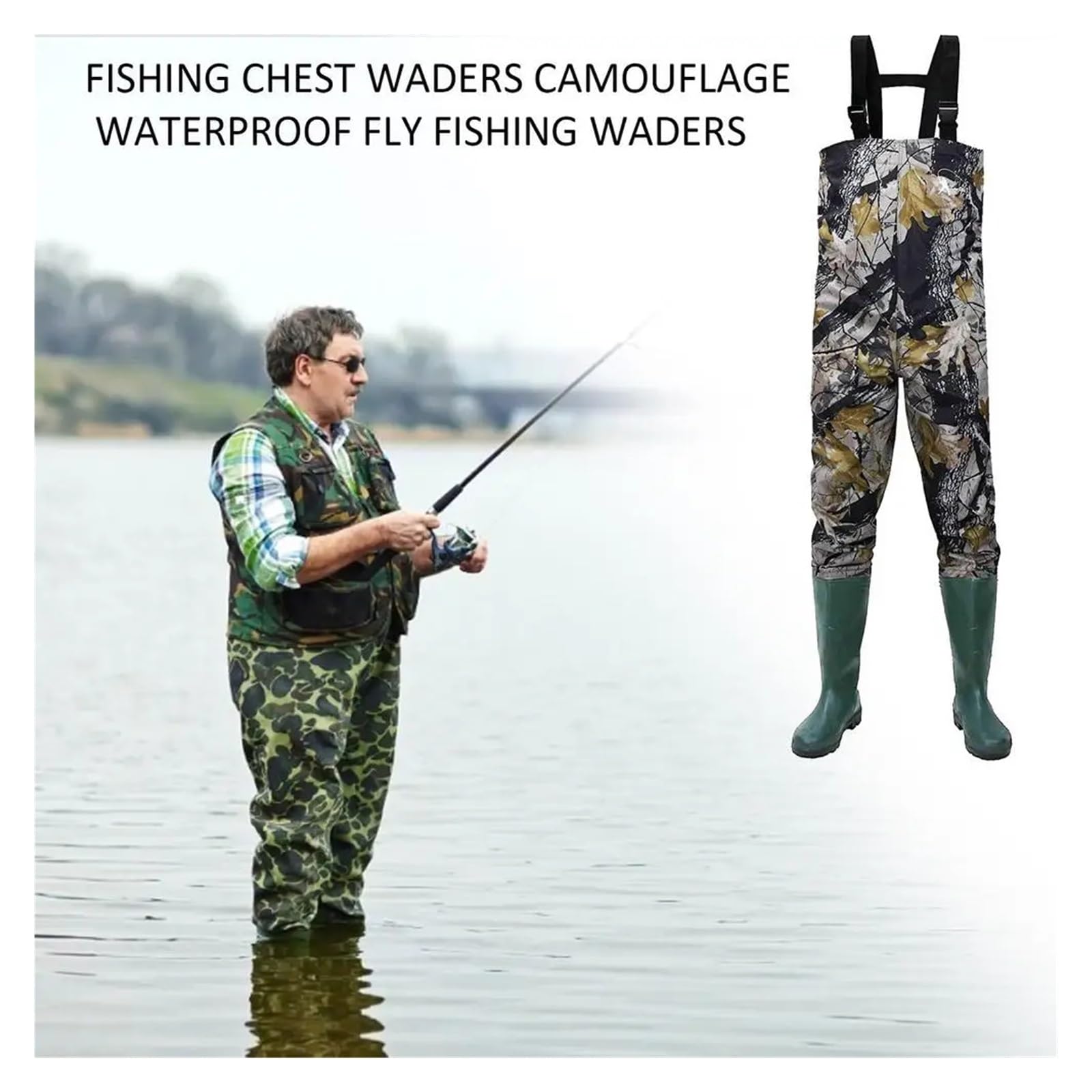 Trampolieri da Pesca a Mosca, Foglia d'Acero, Calza Impermeabile Traspirante, Pantaloni da trampoliere da Fiume for Uomini e Donne per Pesca E Caccia(45)