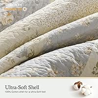 Vista 3 de Colchas de tamaño King de 120 x 120 pulgadas, 100% algodón, ligero, de gran tamaño, con 2 fundas de almohada, colcha acolchada floral reversible