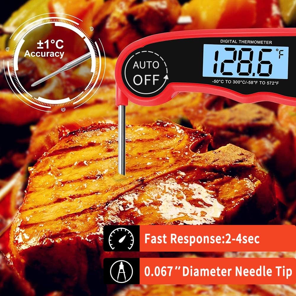 review YAHOO Meat Thermometer,Grill Thermometer,Food Thermometer,3 Seconds Instant Read,for Kitchen,Cooking, Baking, Liquids, Candy, Grilling ,BBQ