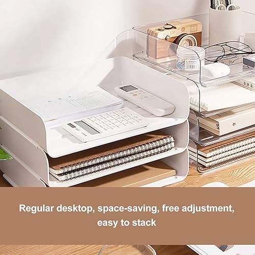 Miniatura 3 de Bandeja apilable para cartas, organizador de escritorio blanco de PET, organizador de bandeja de documentos de papel, soporte de papel para archivos