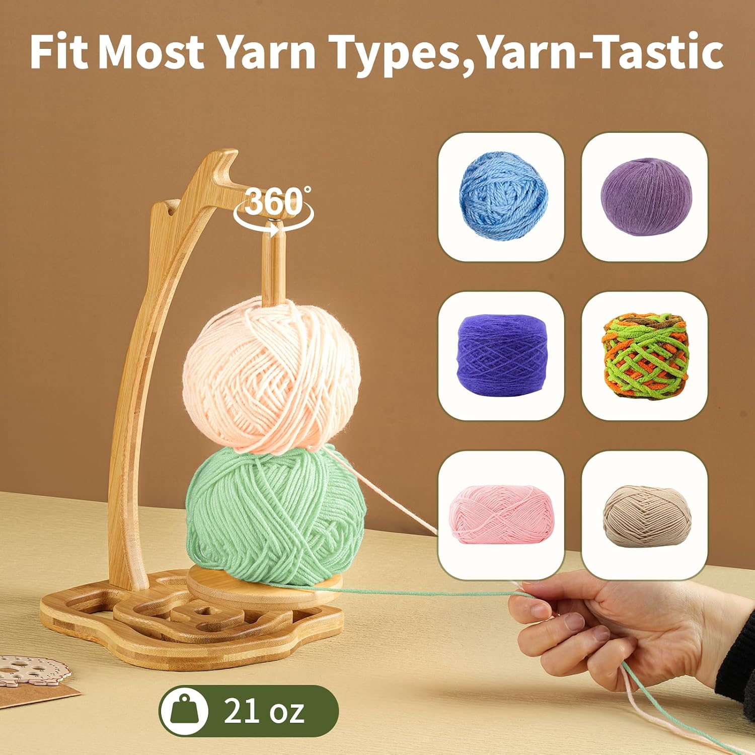 Yarn Holder for Knitting and Crocheting, Tree Rings Yarn Holder Stand with Magnetic, Crochet Gift for Knitting Lovers
