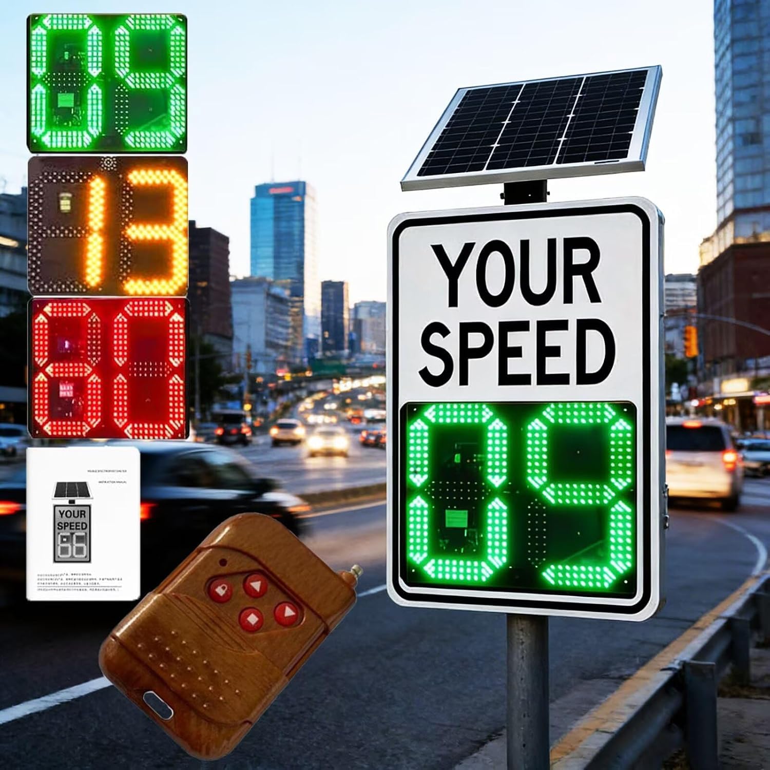 Panneau Radar De Limitation De Vitesse À Affichage Solaire, avec Retour Dinformation LED, Détection De La Vitesse Et Accessoires Complets, en Aluminium White 60X90cm