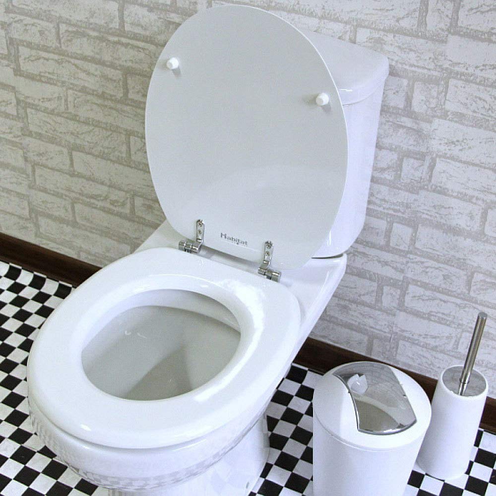Asiento de inodoro universal montaje superior cierre lento MDF blanco
