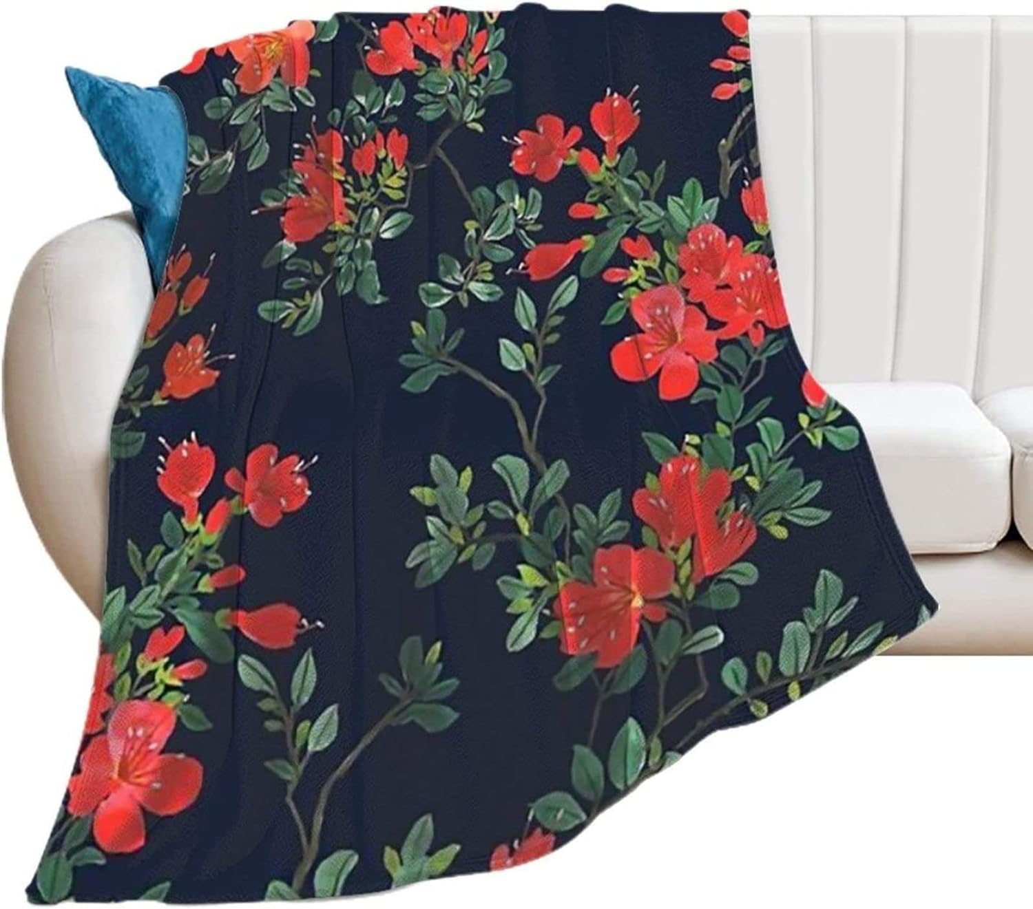 Couverture Polaire 180 x 220 cm Fleurs, Plaid Polaire Usine Couverture 3D Imprimée Flanelle Blanket Literie 2 Personnes, Couvertures Doux et Chaude pour Canape Lit J497