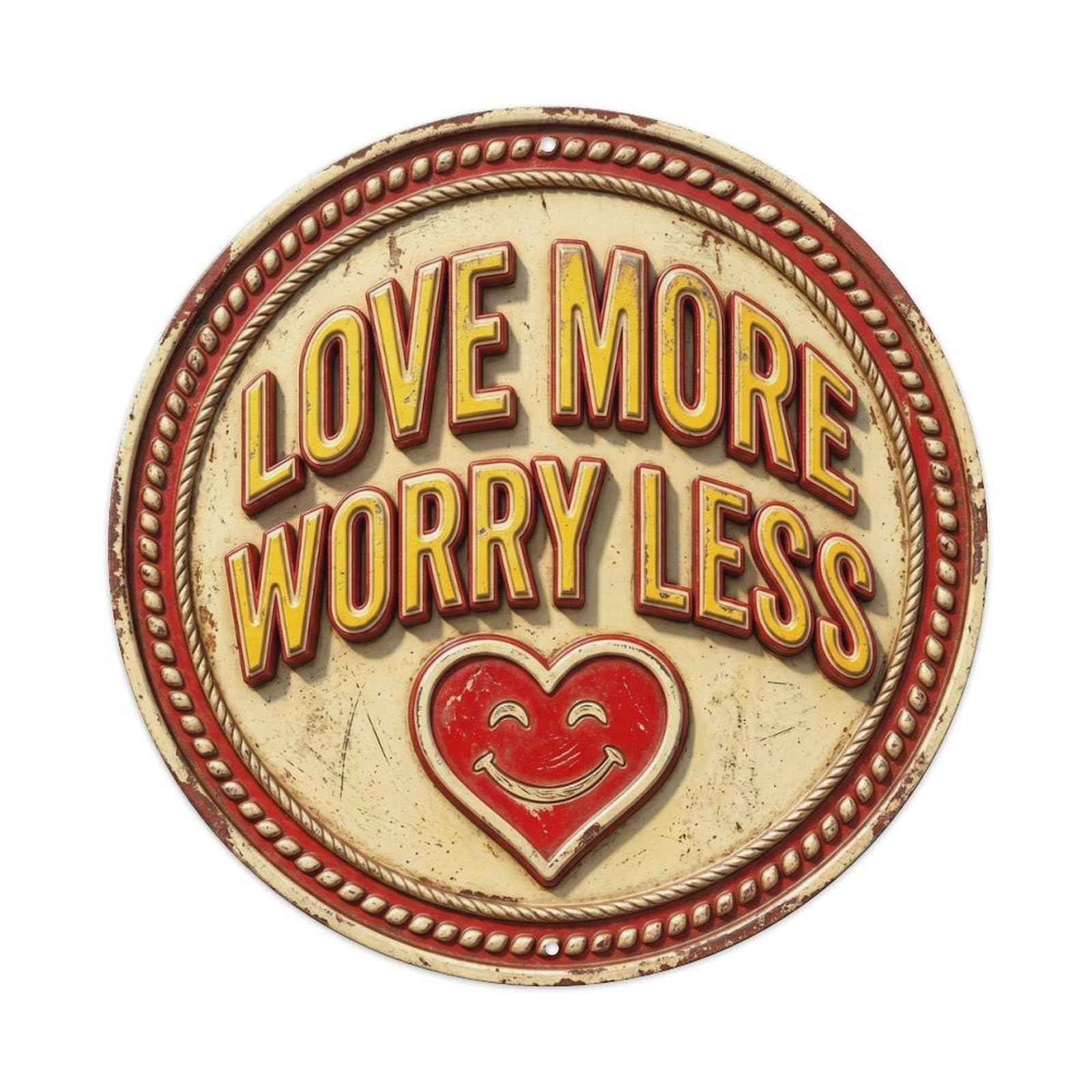 Love More Worry Less Nostalgic Hanging Accessory Slogans Metal Tin Sign