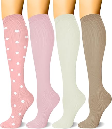 HLTPRO - Calcetines de compresión para mujeres u hombres, 6 pares de calcetines de compresión de 20 a 30 mmHg para médicos o enfermeros o para correr