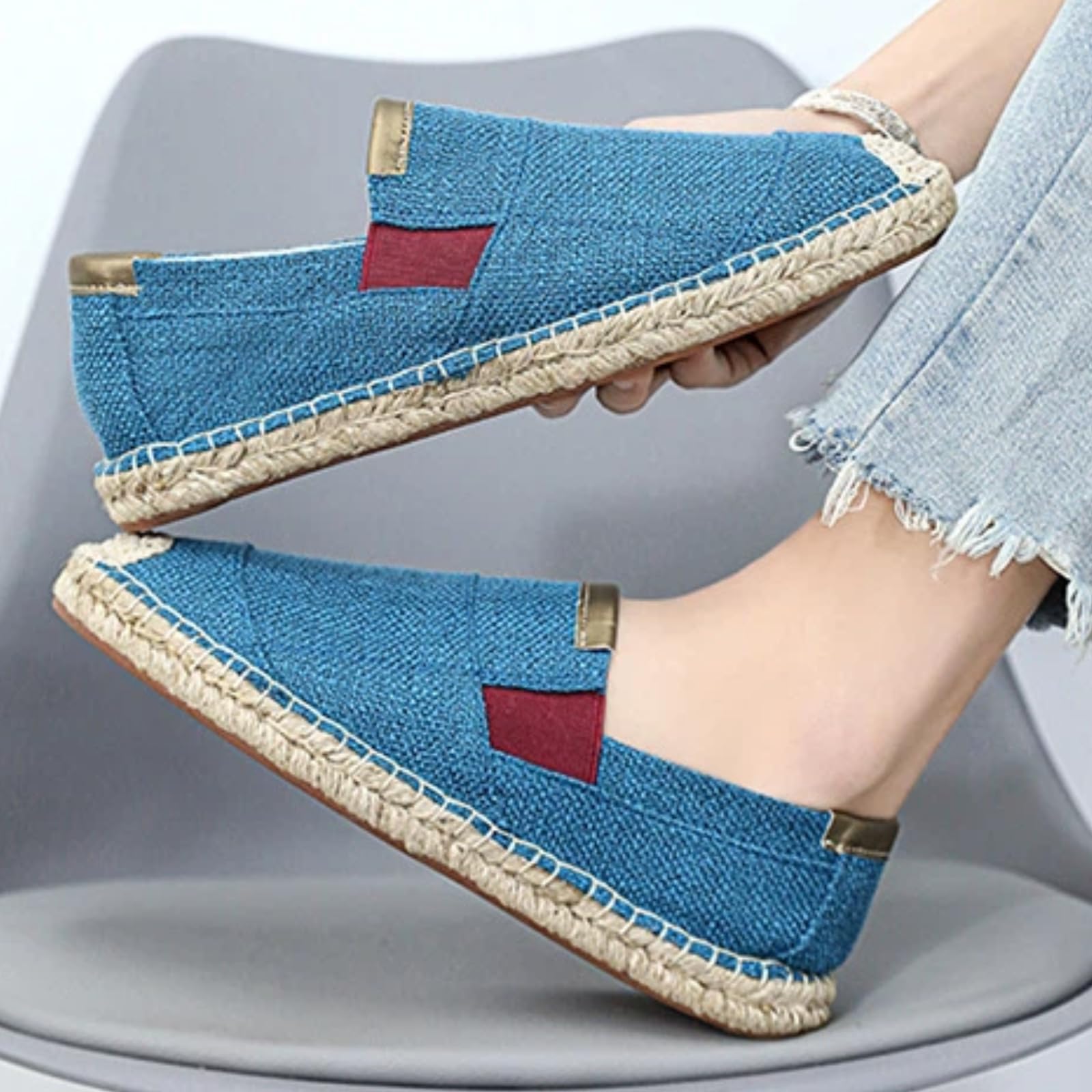Scarpe Pescatore Uomo Estate Lino Senza Lacci Traspiranti | Tessuto leggero favorisce il flusso d’aria garantiscono libertà al piede. Ideale per casa e brevi uscite all’aperto.