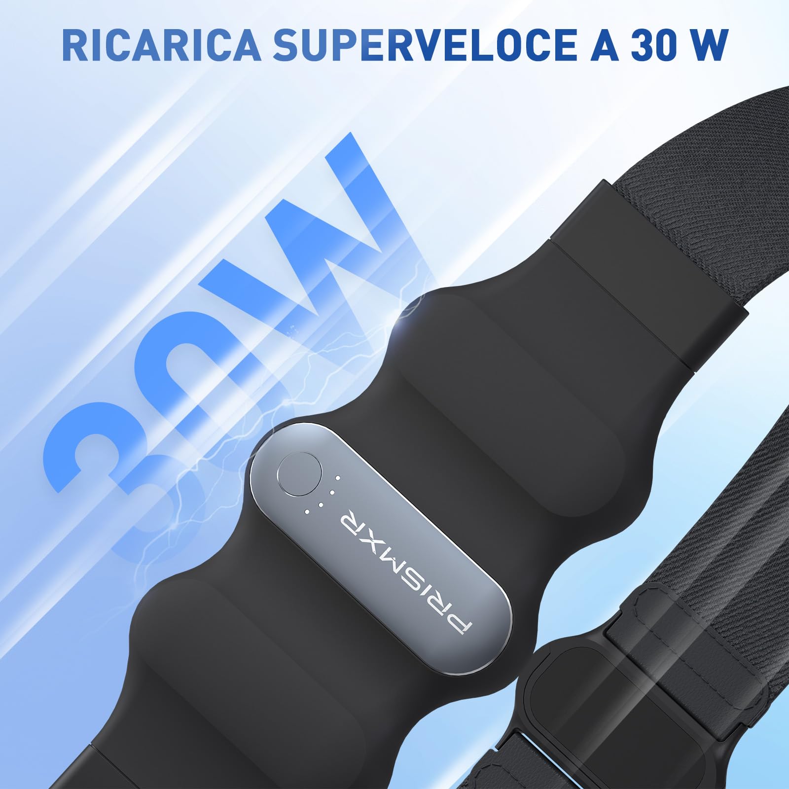 PRISMXR Power Bank portatile compatibile con Quest 3/3S/2 accessori, Pico 4, VR, uscita da 30 W, ricarica rapida, batteria da tipo C a C da 10.000 mAh (Carina W1, grigio)