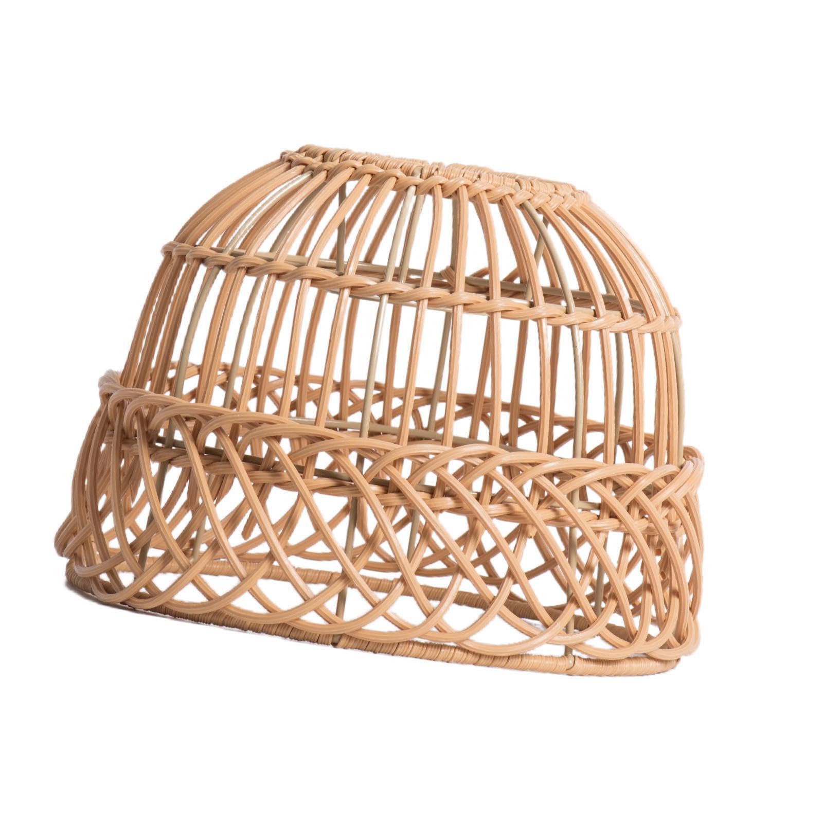 QLECXZI Art Lamp Shade Rope Pendant Lamp Shade Unique Craftsmanship Woven Lampshade Enlivens Decor with Artistic Vibrance Hanging Swag Ceiling Twine Rattan, Yellow, 21x15cm