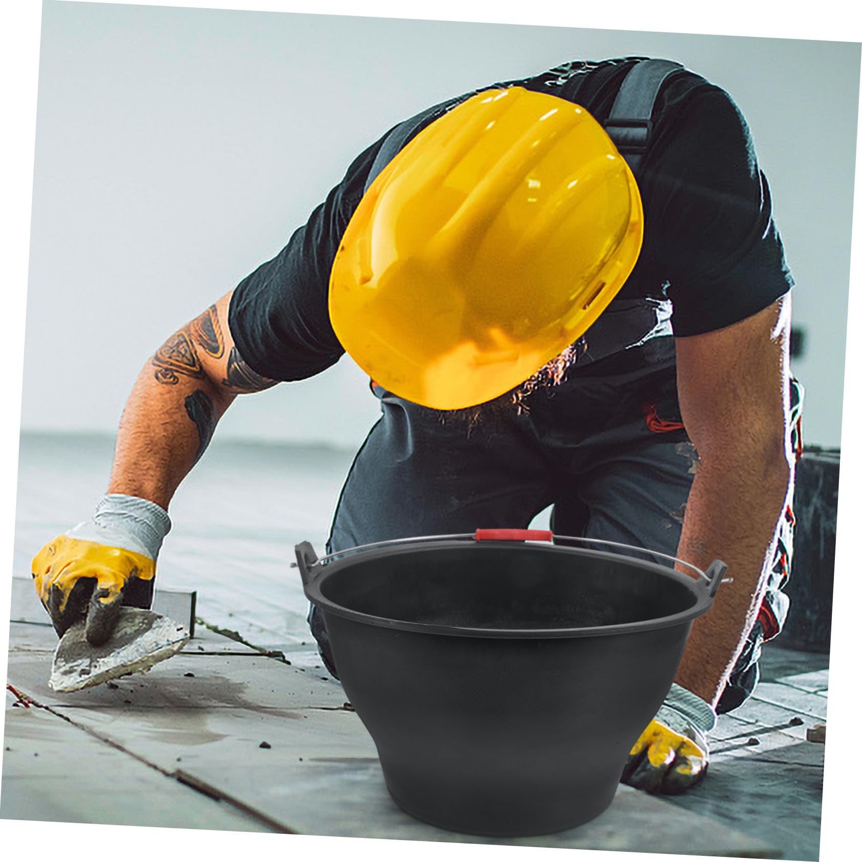 NUOBESTY Seau Grosse Noir Ciment de Poignée Léger en Plastique Portable Plusieurs styles Résistant Capacité pour Chantier et Jardinage