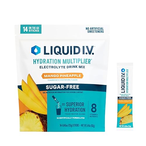 Liquid I.V.® Hydration Multiplier Sugar-Free - Mango Pineapple | Electrolyte Powder Drink Mix | 1 Pack (14 Servings) - Mango Pineapple - 0.56 Ounce (Pack of 14)