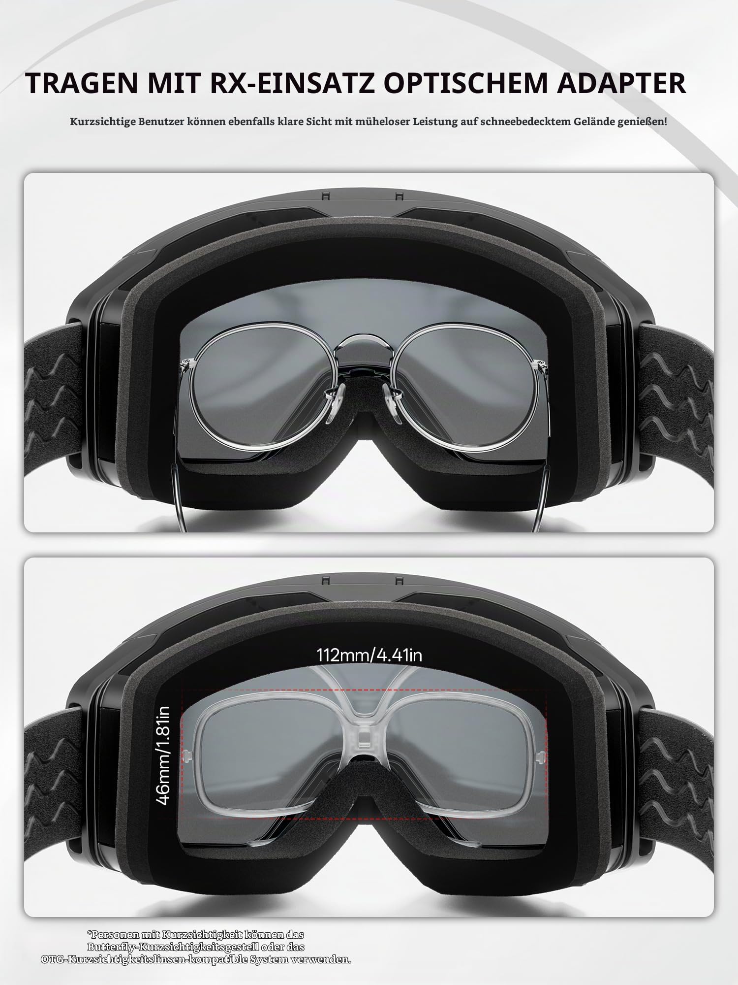 KAPVOE Skibrille OTG mit magnetischer Klapplinse K724