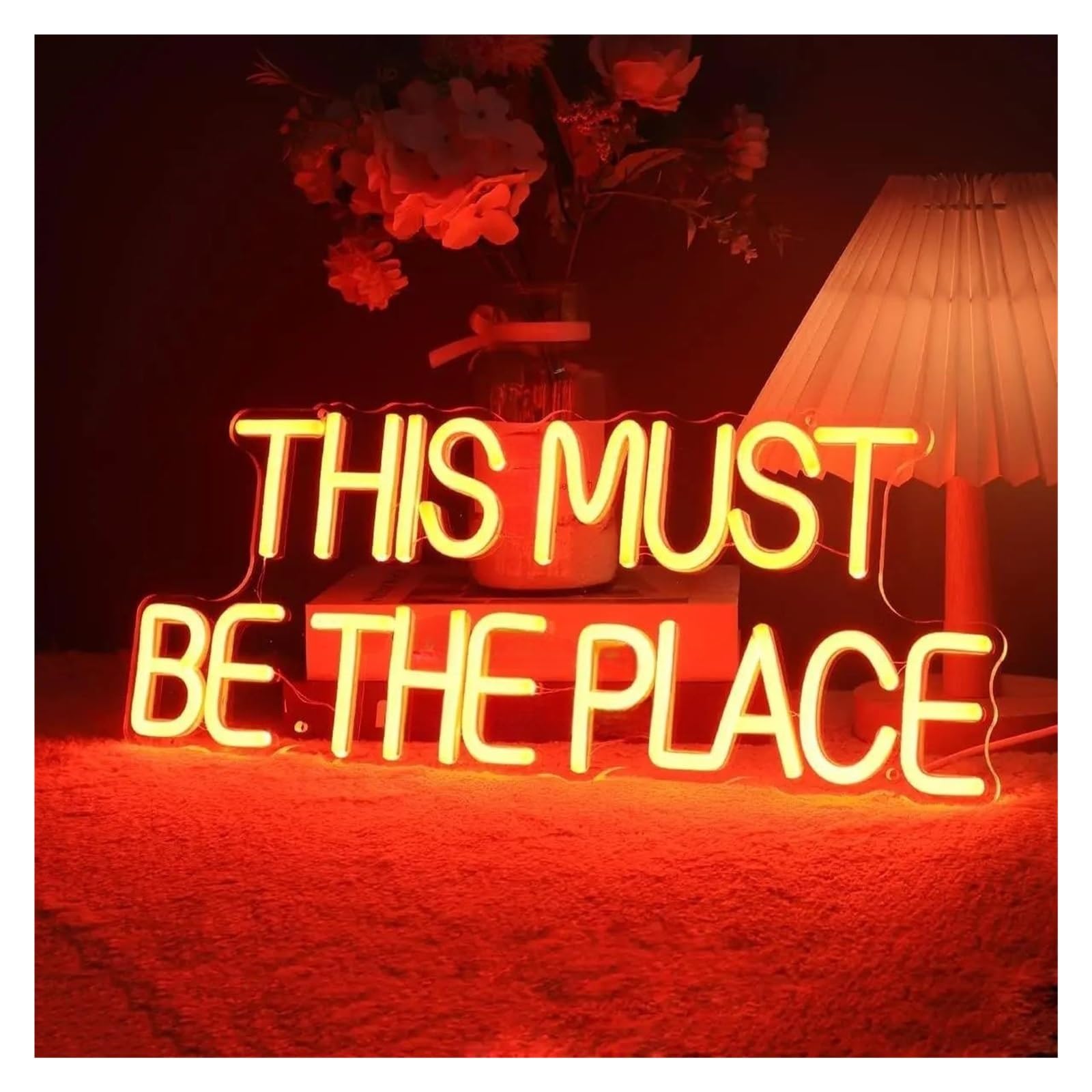 LEMST Sign Lamp This Must Be The Place Neon Sign USB Dimmable Light for Bedroom Dorm Office Game Room Cafe Store Decor 45cmx18cm(C)