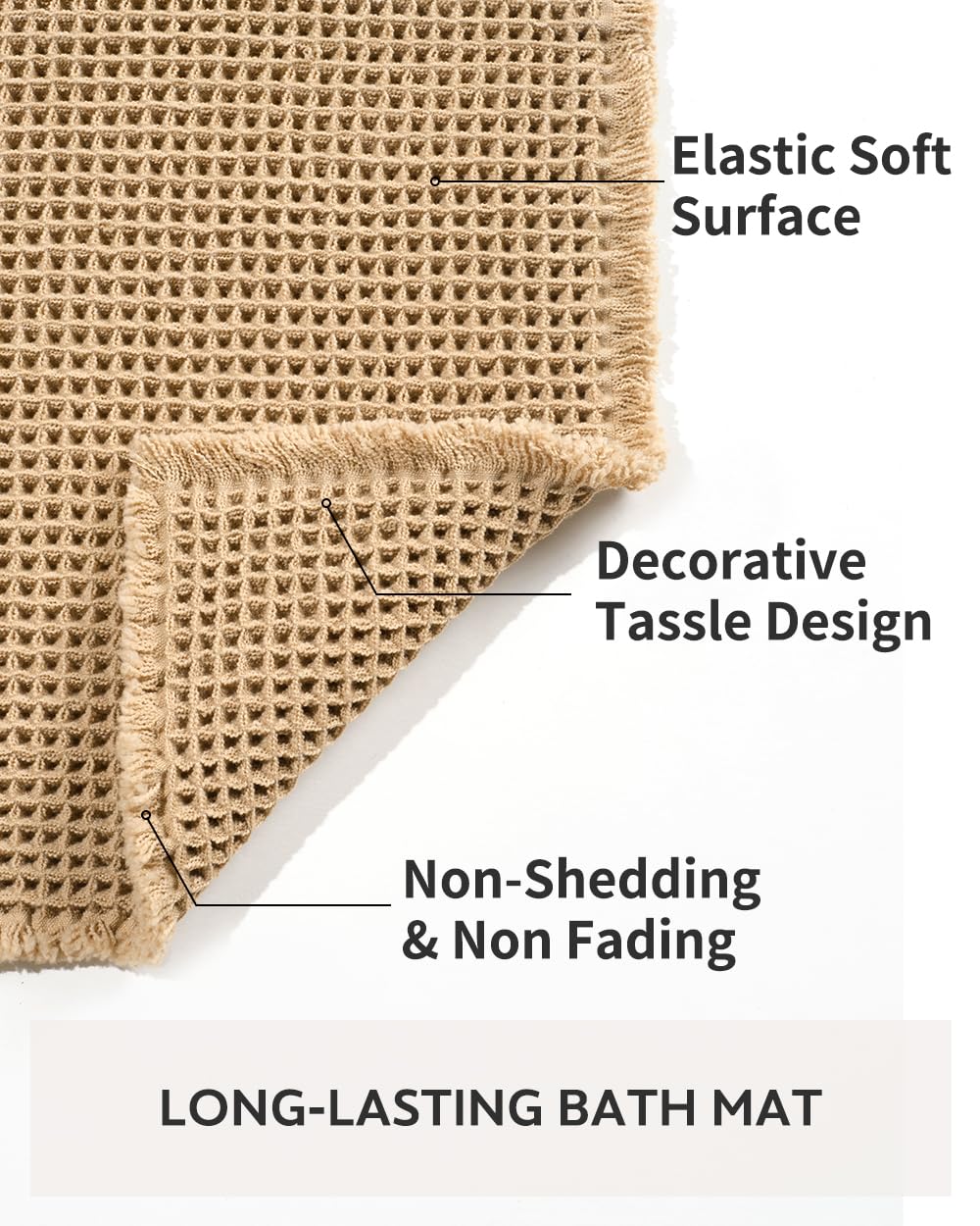 Tapete de baño con borlas absorbente, antideslizante, ultrasuave, lavable a máquina, para el suelo del baño, 17 x 24 pulgadas 5