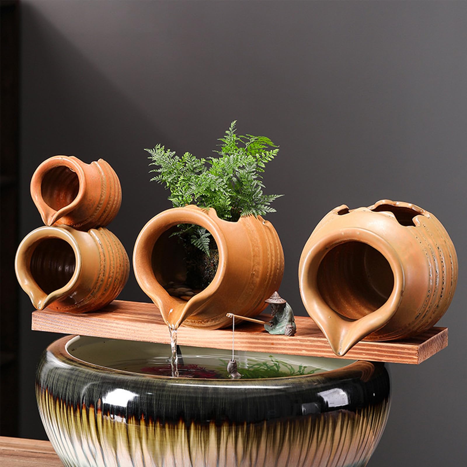 Brocca in Ceramica per Laghetto, Fontana, Giardino, Esterno, Vaso, Grotta, Cascata, Decorazione Esterna, Vaso Idroponico (Marrone Chiaro)