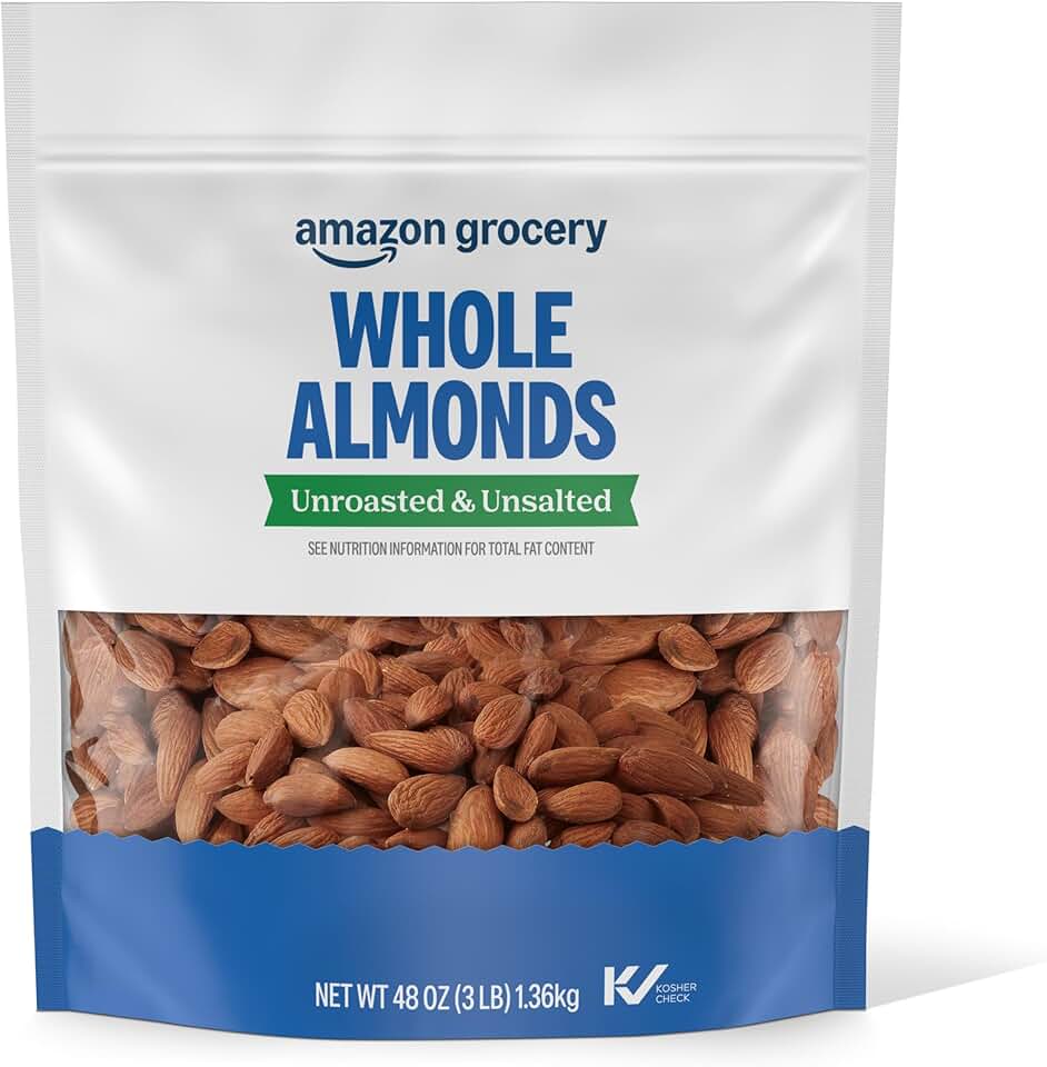 Amazon Grocery, Whole Almonds, Unroasted & Unsalted, 48 Oz (Previously Happy Belly, Packaging May Vary)