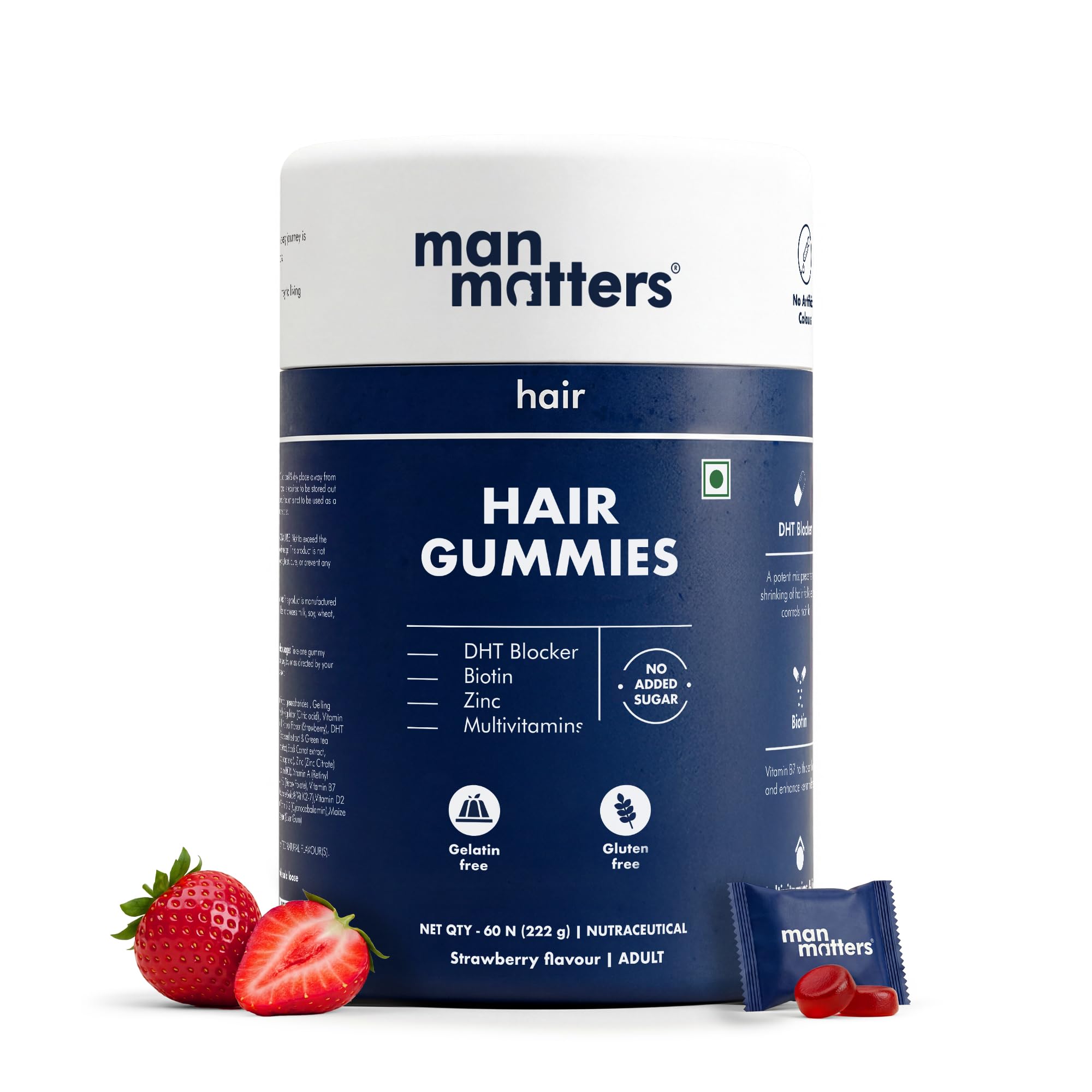Man Matters Biotin Hair Gummies (60N) | No Added Sugar | With Biotin, DHT Blockers, Vitamin A, C, E, Fibre & Zinc | For Stronger and Healthier Hair | 100% Veg & Gut Friendly-image-14
