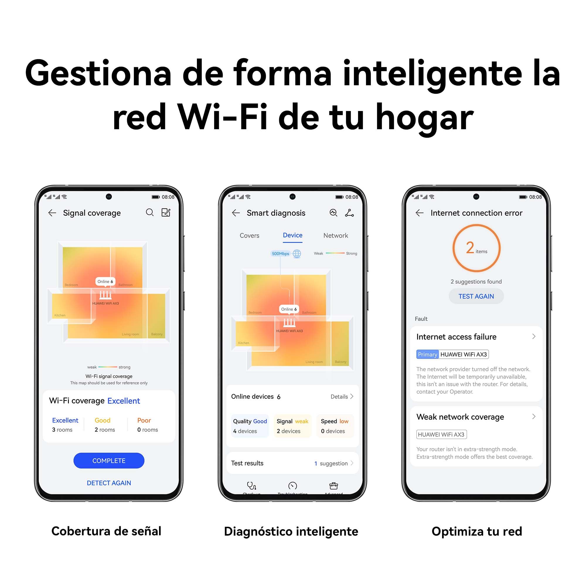HUAWEI AX3 New Enrutador, Wi-Fi 6 Plus de Banda Dual de 3000 Mbps, 4 Puertos GE WAN/LAN Adaptables Automáticamente, Amplia Cobertura, Diagnóstico Visualizado, Idóneo para Juegos Xbox/PS5/Steam y 8K