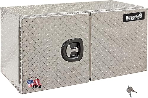 Buyers Products 1705215 Caja de aluminio con banda de rodadura de diamante para camión con puerta de granero, 18 x 18 x 60 pulgadas