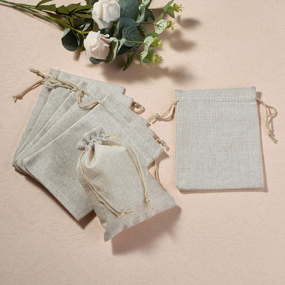 Sacs en tissu avec cordon de serrage Sacs d'emballage en toile de jute Sacs à cordon de serrage pour bijoux Emballage cadeau 18 x 13 cm Sacs en toile de jute gris clair Sacs cadeaux avec cordon de