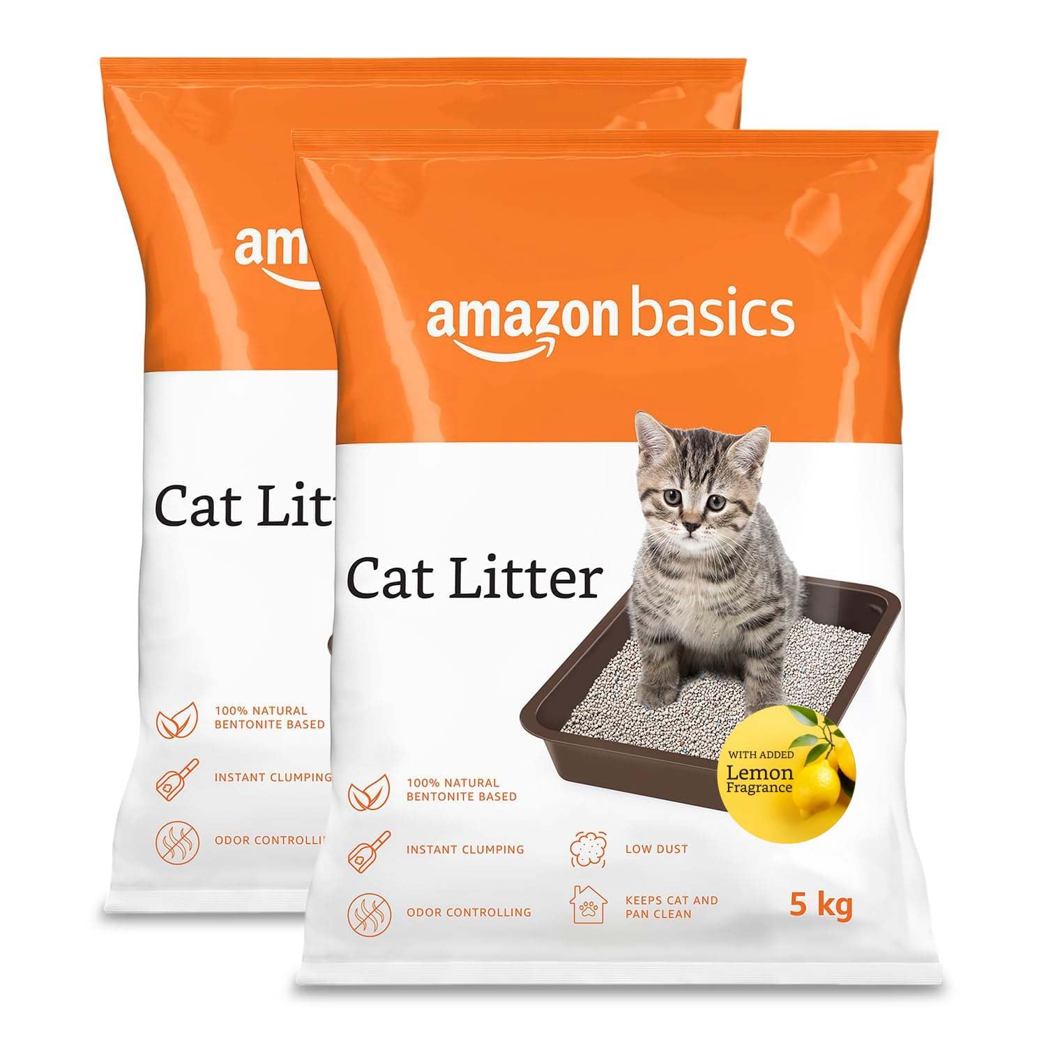 Amazon Basics Scoopable Smart White Bentonite Cat Litter | Lemon Fragrance | Scented Cat Litter | 5Kg - Pack of 2-image-40