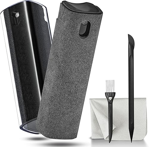 Paquete de 2 limpiadores de pantalla en aerosol y toallitas para monitor de laptop y pantallas de automóvil, kit de limpieza de niebla de pantalla