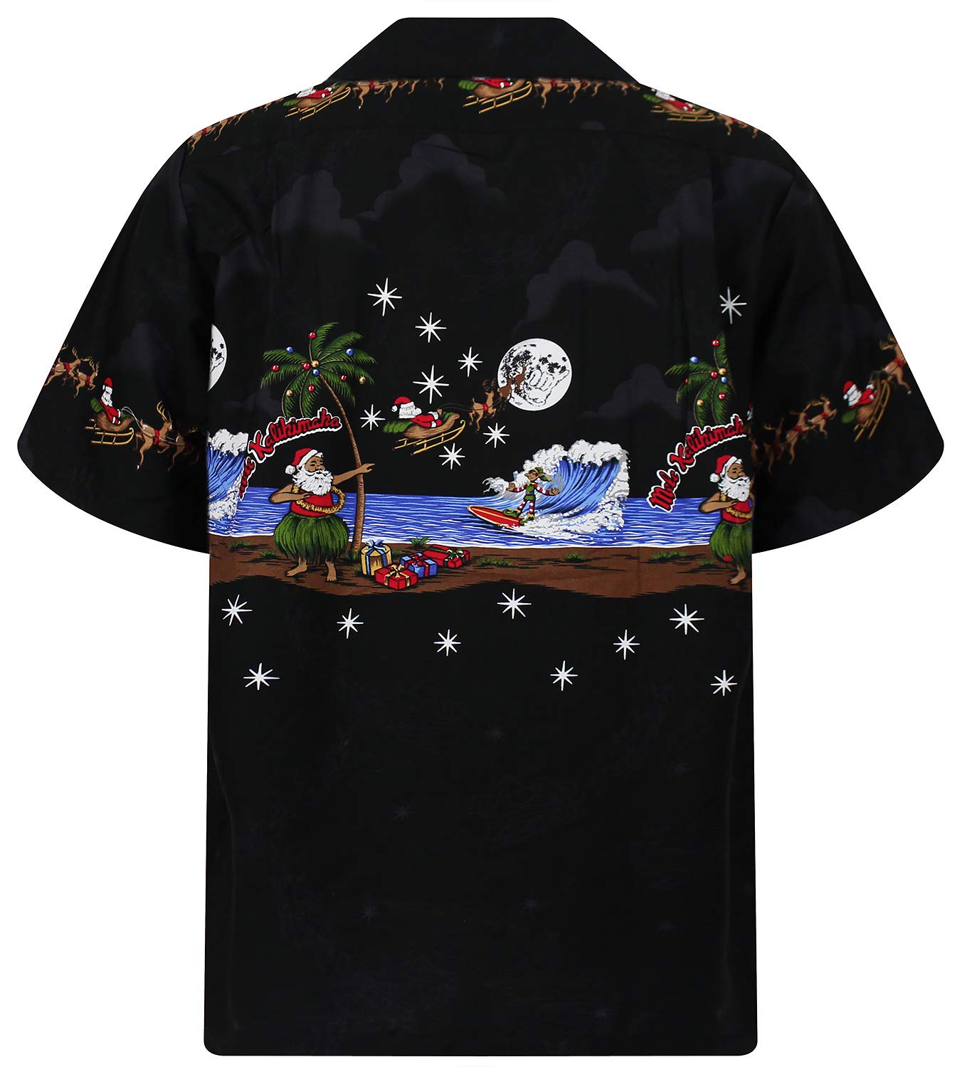 Pacific Legend Original Hawaiihemd Kurzarm Herren Kurzarm Button-Down Front-Tasche Hawaii-Print Christmas-Designs Weihnachten