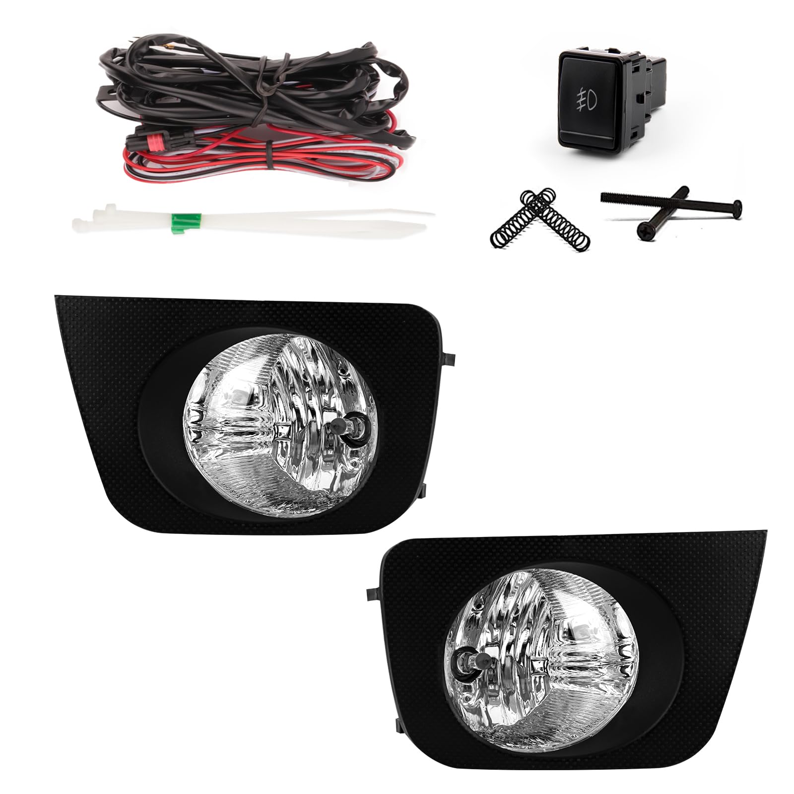 WestMotive, Fog Light for 2006 2007 2008 2009 4Runner Front Pair OEM Bumper Lamps with Halogen Bulbs and Wiring Harness switch Clear Lens Kit FL7007