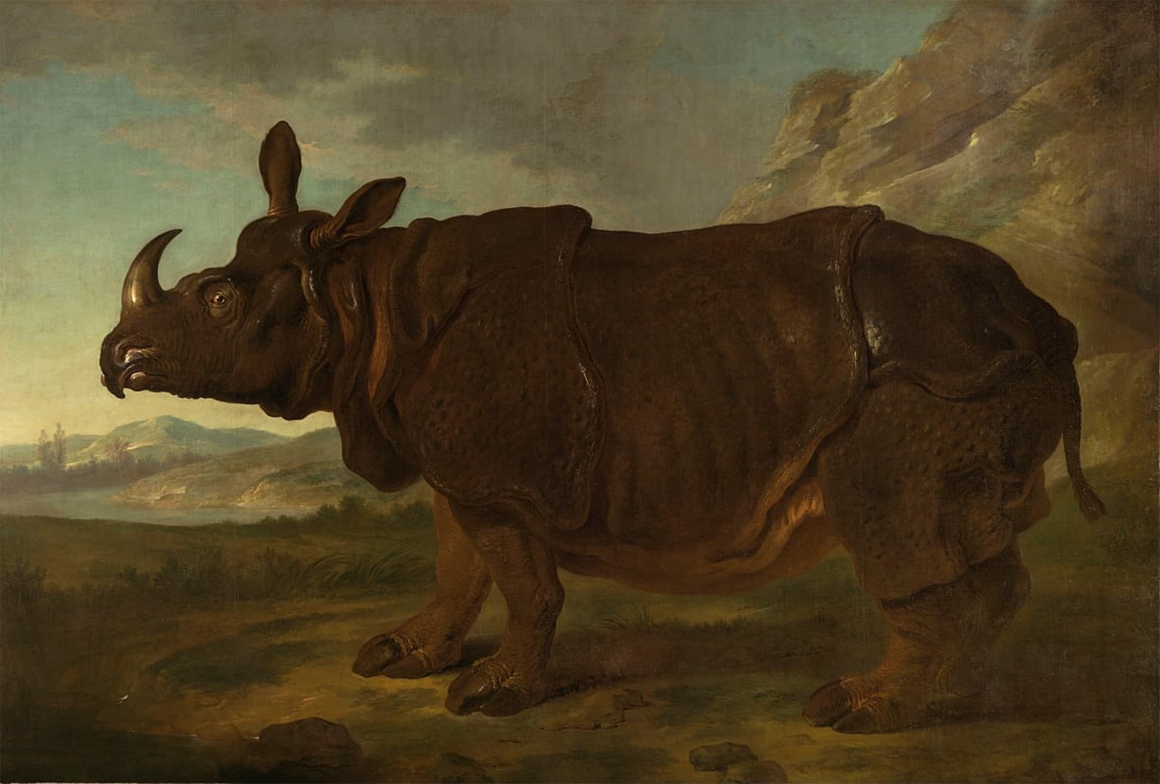 ARTXLXXBN Famous Painting Art Wall Decor Abstract Art Picture Clara the Rhinoceros in Paris in by Jean Baptiste Oudry Animal Pictures for Home Decor 60x90cm