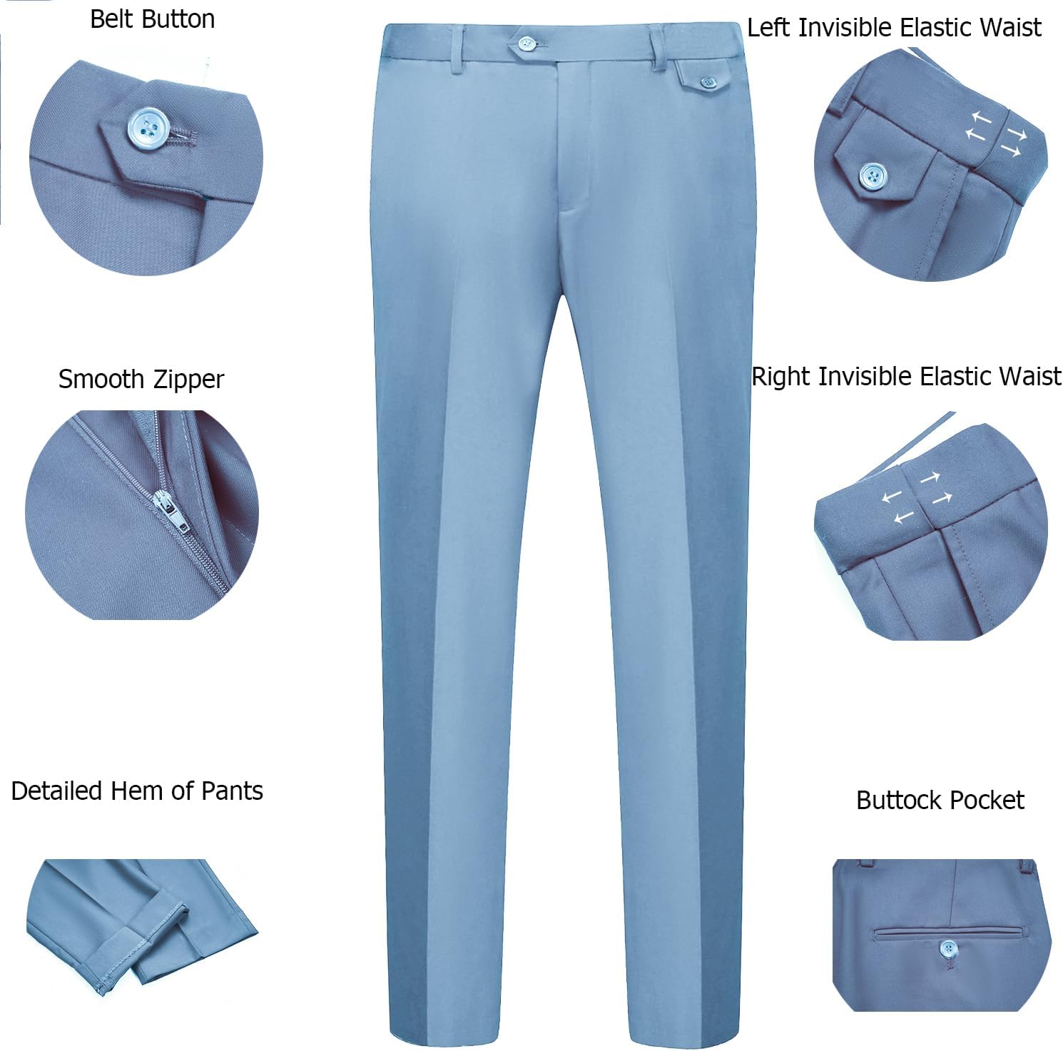 WULFUL Men's 3 Piece Slim Fit Suit Set Two Button Blazer Jacket Vest Pants... - Picture 25 of 95