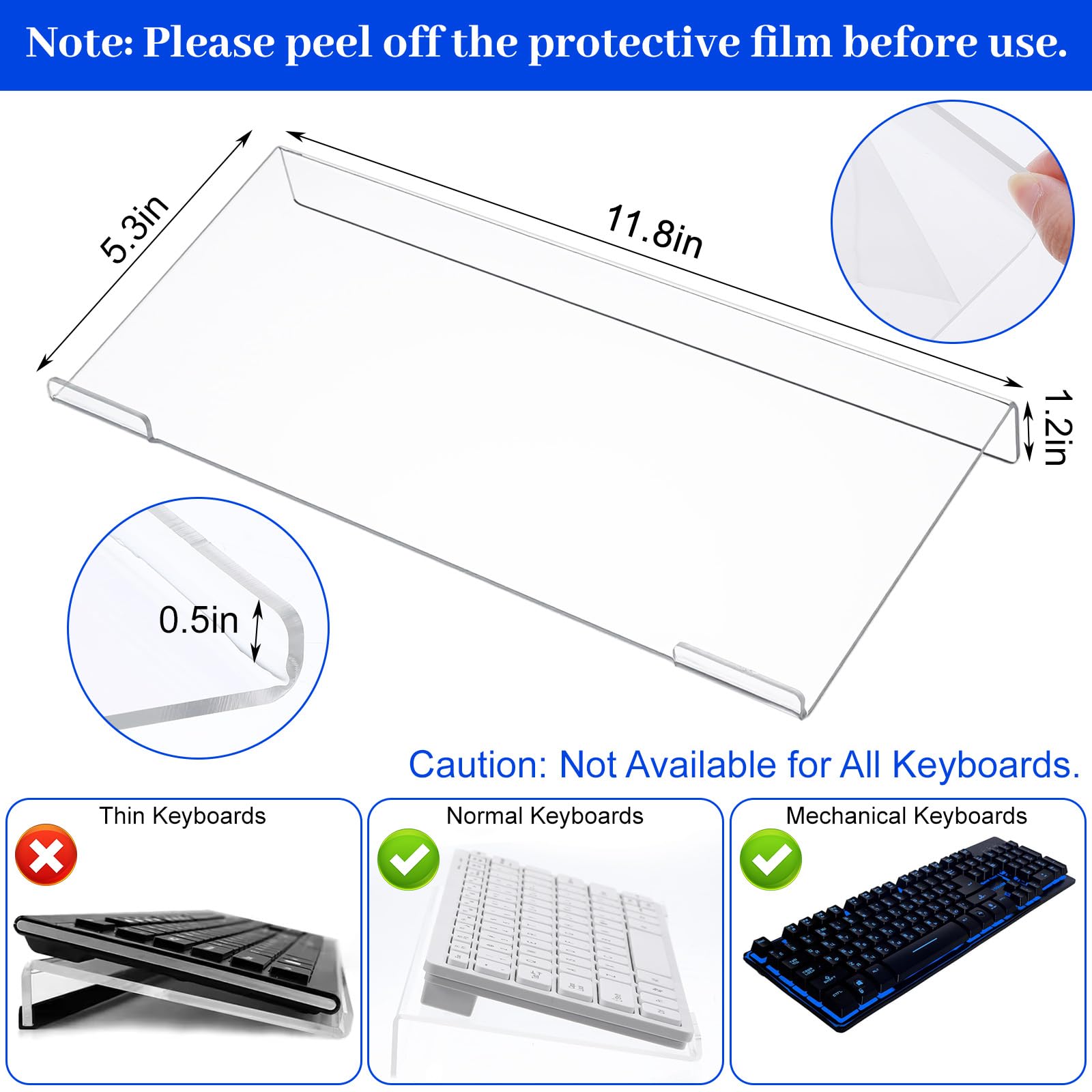 Snapklik.com : 4 Pack Acrylic Computer Keyboard Stand, Clear Tilted ...