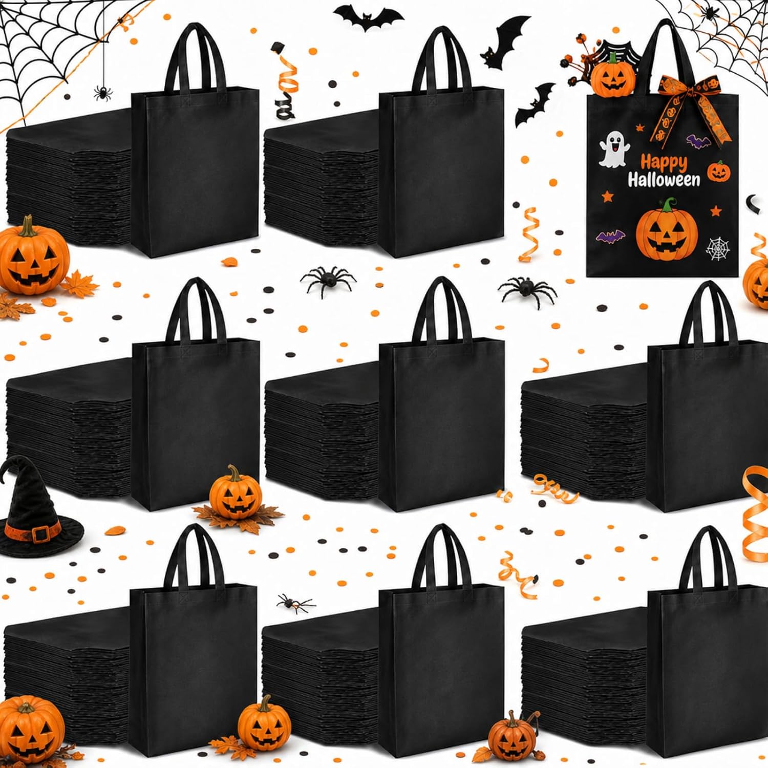 Amylove 80 Pcs Non Woven Tote Bags Bulk Large Reusable Gift Bag Reusable Grocery Bags, 15 x 11. 8 x 4 Inches