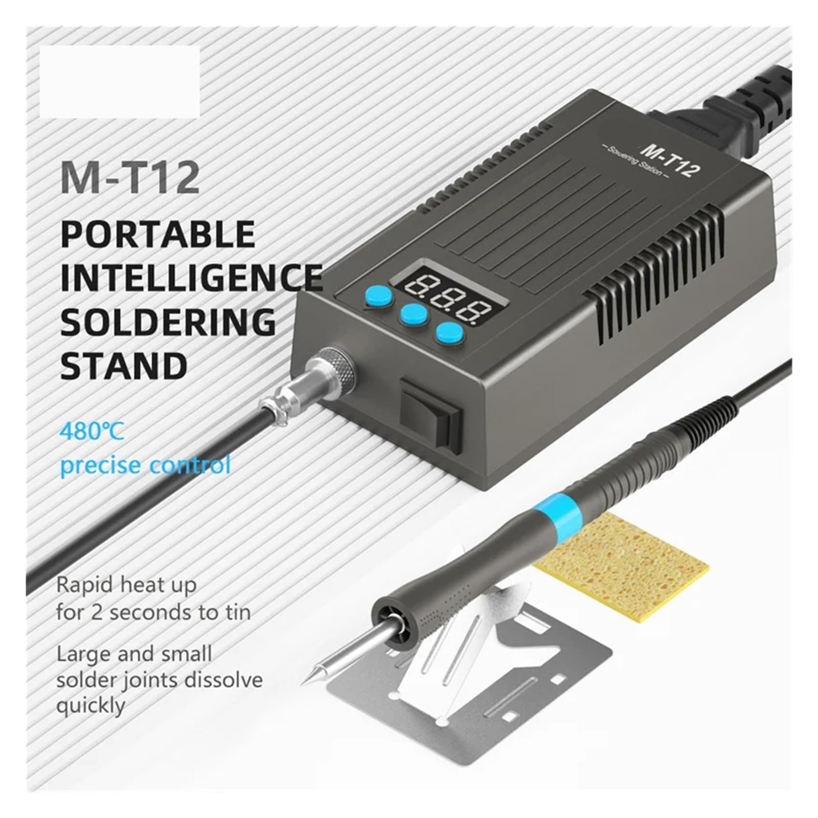 Stazione di saldatura, Stazione for saldatore M-T12 da 75 W con display digitale, strumento di saldatura portatile