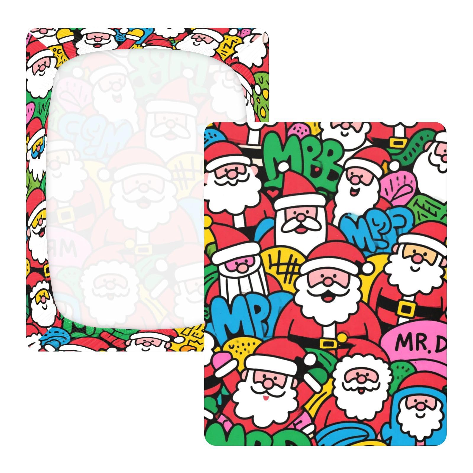 Doodle Santa Lenzuola per culla in cotone morbido e confortevole mussola biancheria da letto per culla per asilo nido, 1 confezione para cama de nin?os
