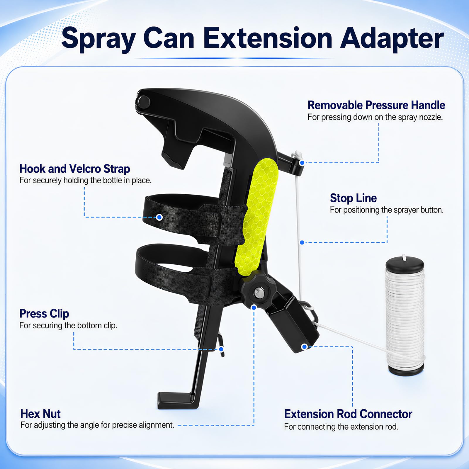 Sprühdosen Verlängerung mit 10 Reflexaufklebern und 20 Kabelbindern, Universal Sprühdosen Adapter, Verlängerungsstab für Wespenspray, Dachrinnen, Fassaden und Schwer Erreichbare Bereiche