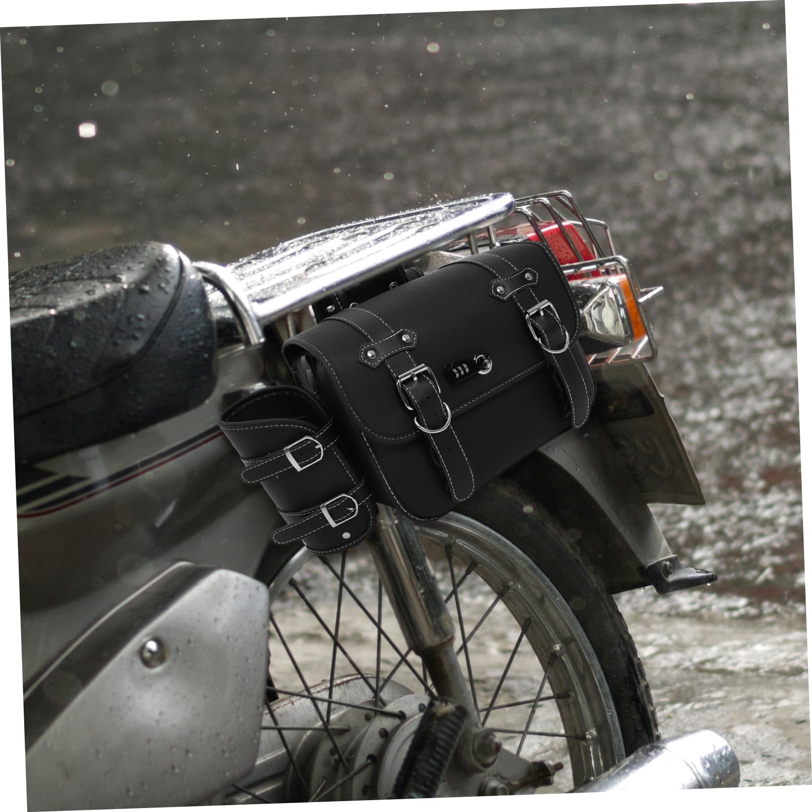 POPETPOP Motocyklowych Boczne Torby Wiszące z Dużą Pojemnością Wodoodporne i Odporne Zużycie Skórzane Boczne Sakwy Do Przechowywania Narzędzi i Akcesoriów Bezpieczne i Przenośne Do