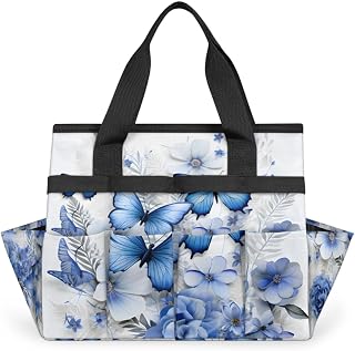 Butterfly Flower Plant Heavy Duty Garden Tool Bag with 10 Pockets