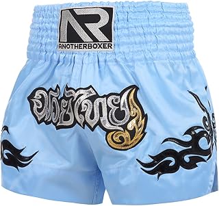 Monnadu Retro Muay Thai Boxing Shorts,Kids Thai Shorts Kickboxing Trunks for Training, Gym, and Martial Arts,High Elasticity Breathable Kickboxing Shorts