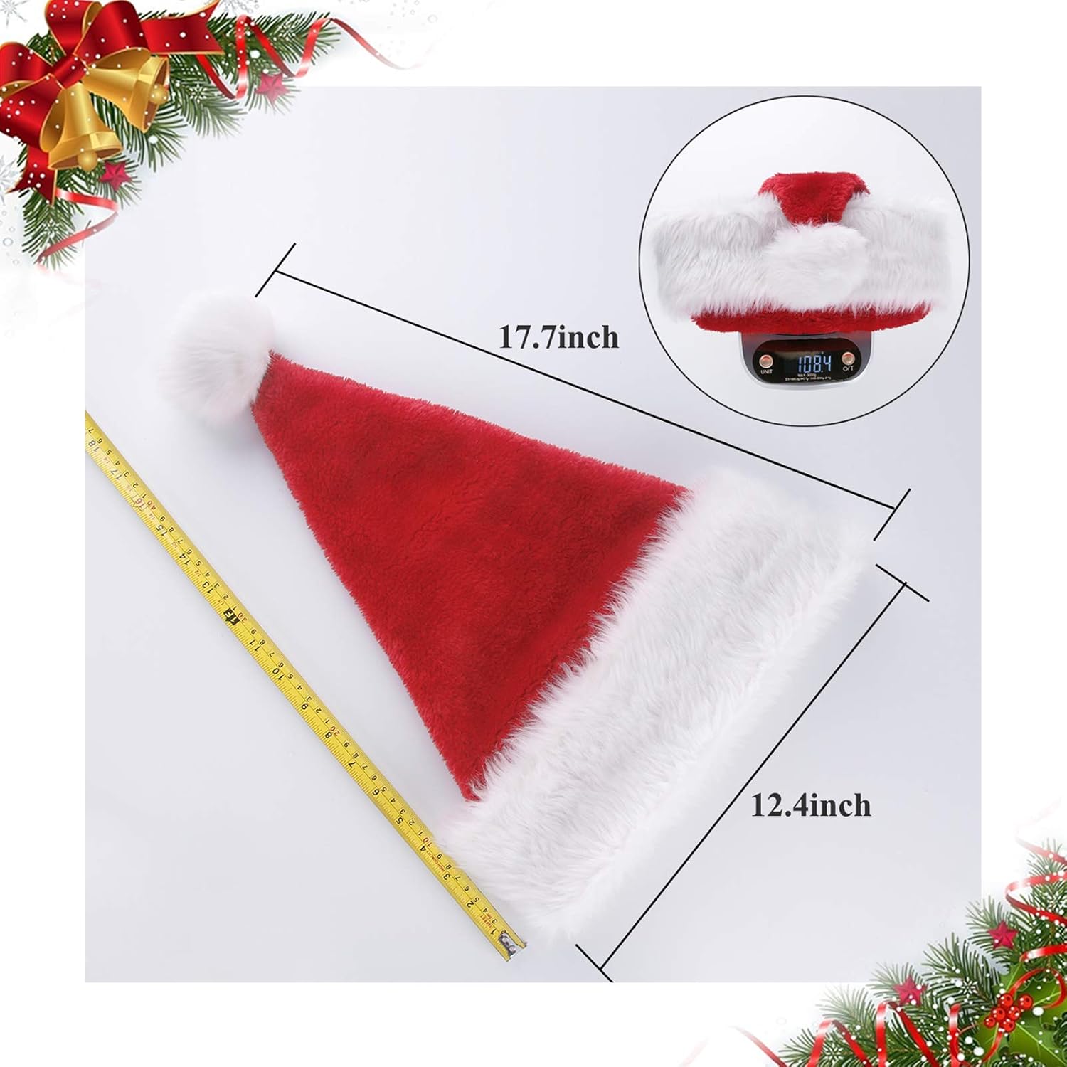 BALORAY Santa Hat for Adults Big Santa Hat Comfort Double Liner Plush Red Velvet - Image 4