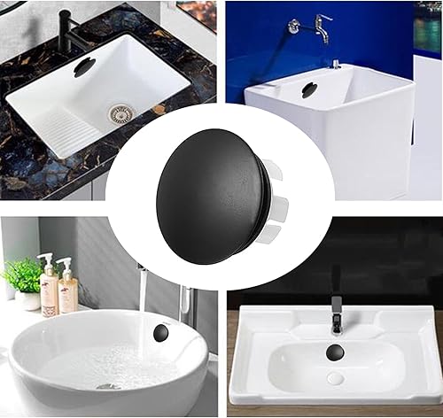 Vista 27 de Cubierta de desbordamiento para lavabo de baño, inserto de latón en agujero, tapas redondas, níquel cepillado, recipiente de cerámica, repuesto