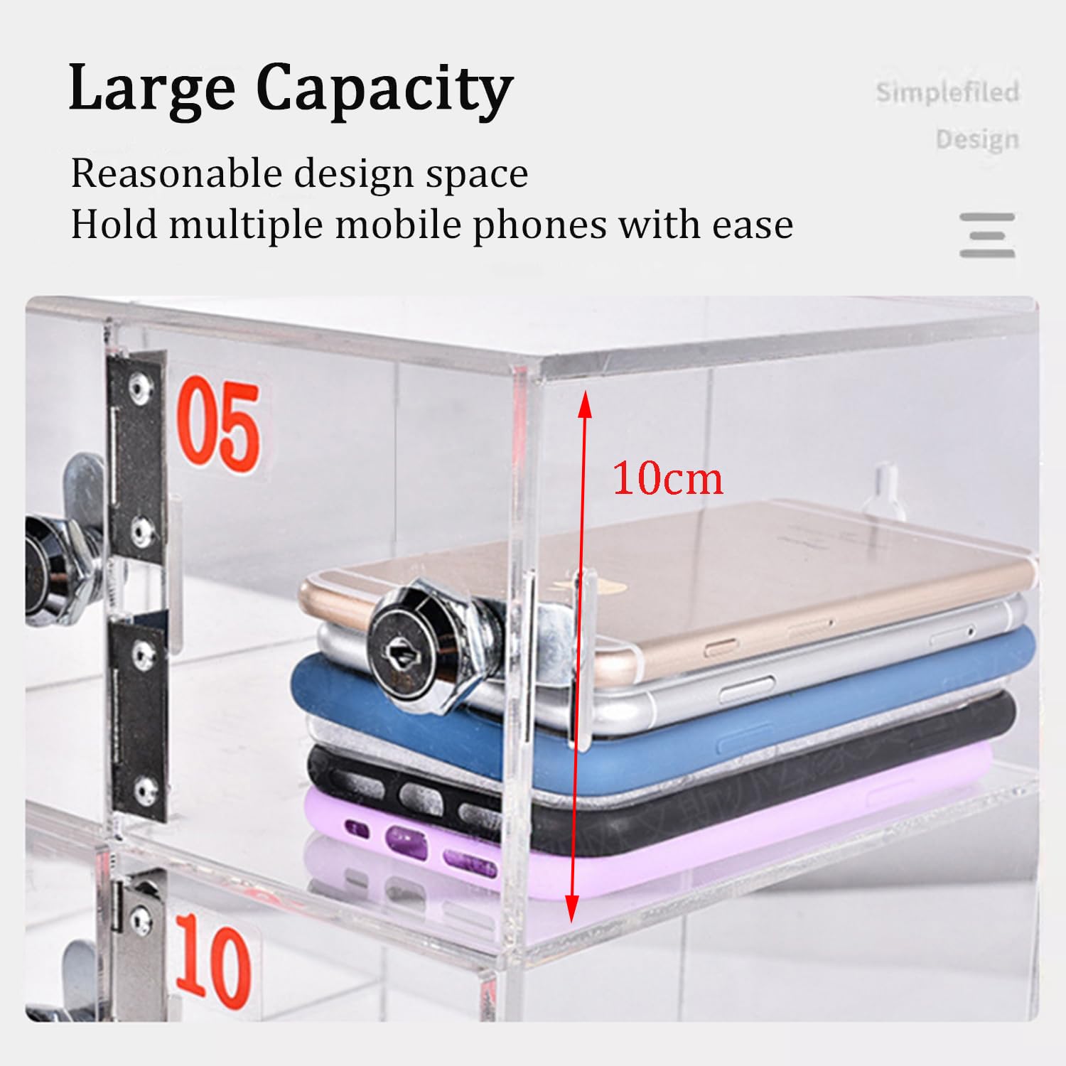 Supporto da parete per telefono, 60 scomparti per aula e palestra, trasparente, soluzione di archiviazione mobile sicura per telefoni e accessori