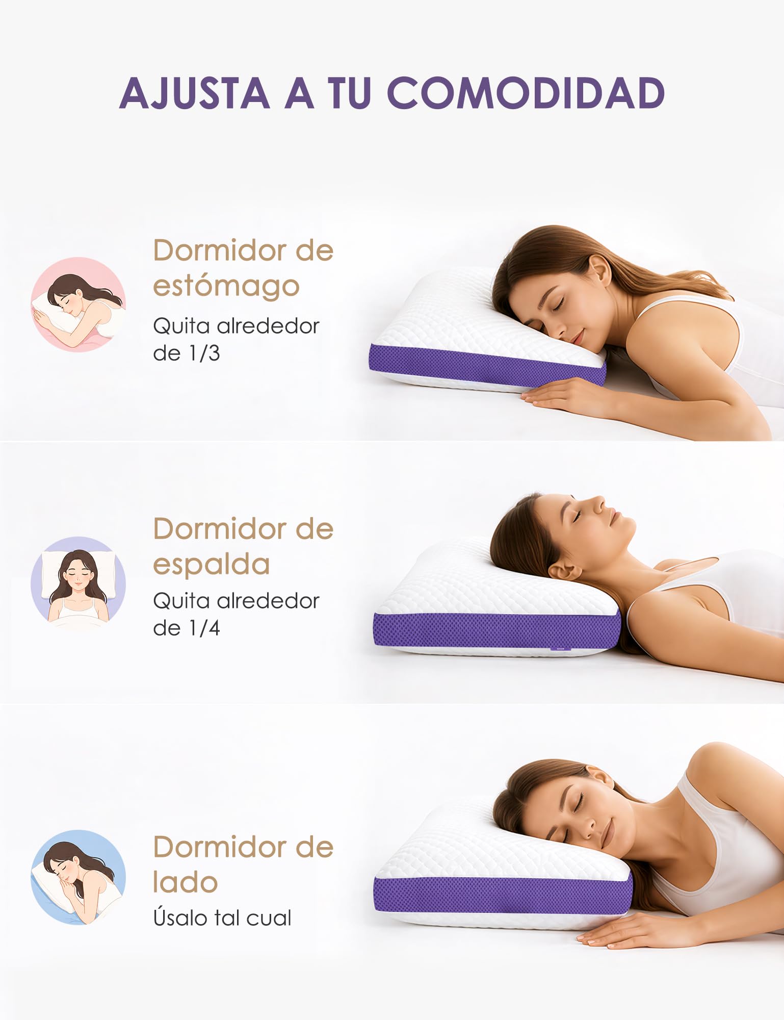 DWR Cuscino 50x75 cm (Set di 1), Riempimento in Memory Foam, Cuscino Regolabile in Altezza con Cerniera, Cuscino Ergonomico e Traspirante per Cervicale, Federa Rimovibile e Lavabile