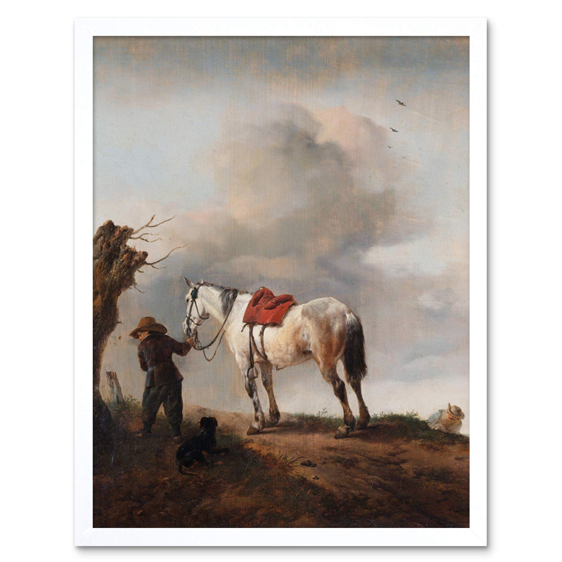 Artery8 Wouwerman The Gray Horse Painting Art Print Framed Poster Wall Decor 12x16 inch